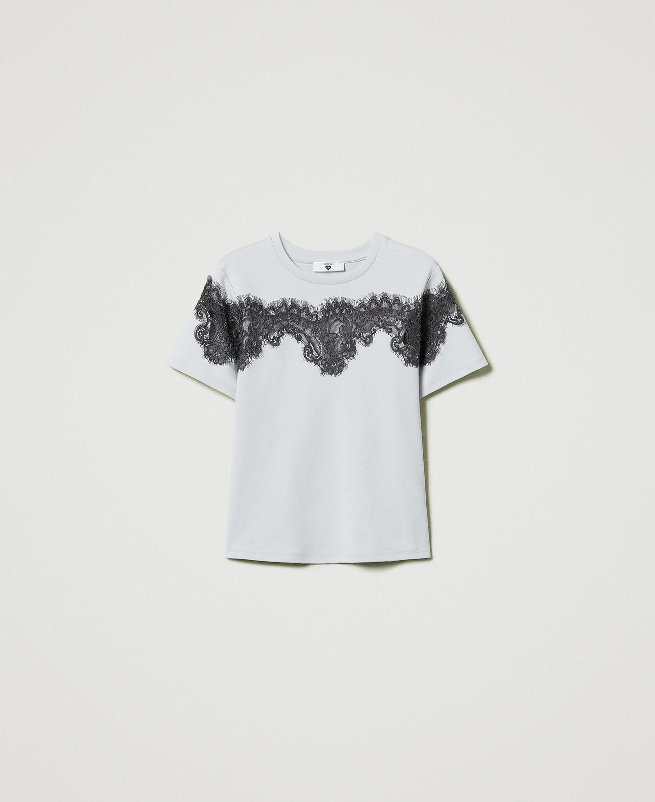 Scee by twin set T-shirt regular con pizzo intarsiato