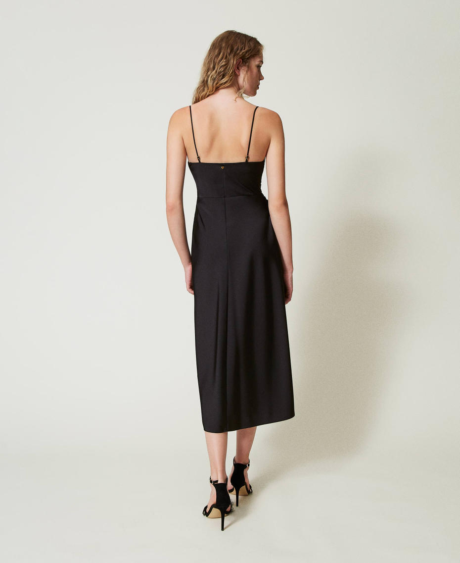 Midi satin dress with draping Black Woman 242LI2HLL_00006_03