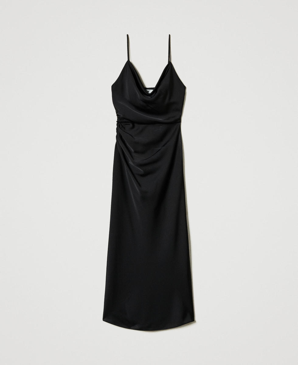 Midikleid aus Satin mit Faltenwurf
