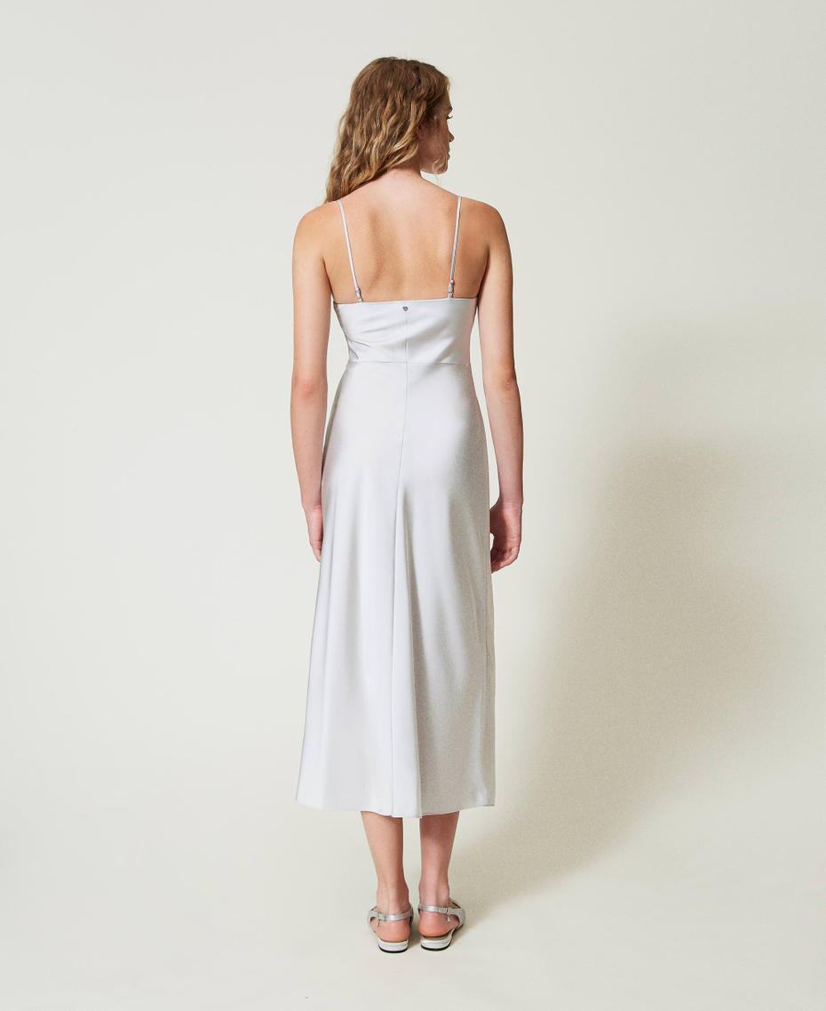 Abito longuette in raso con drappeggio Silver Donna 242LI2HLL_11813_03