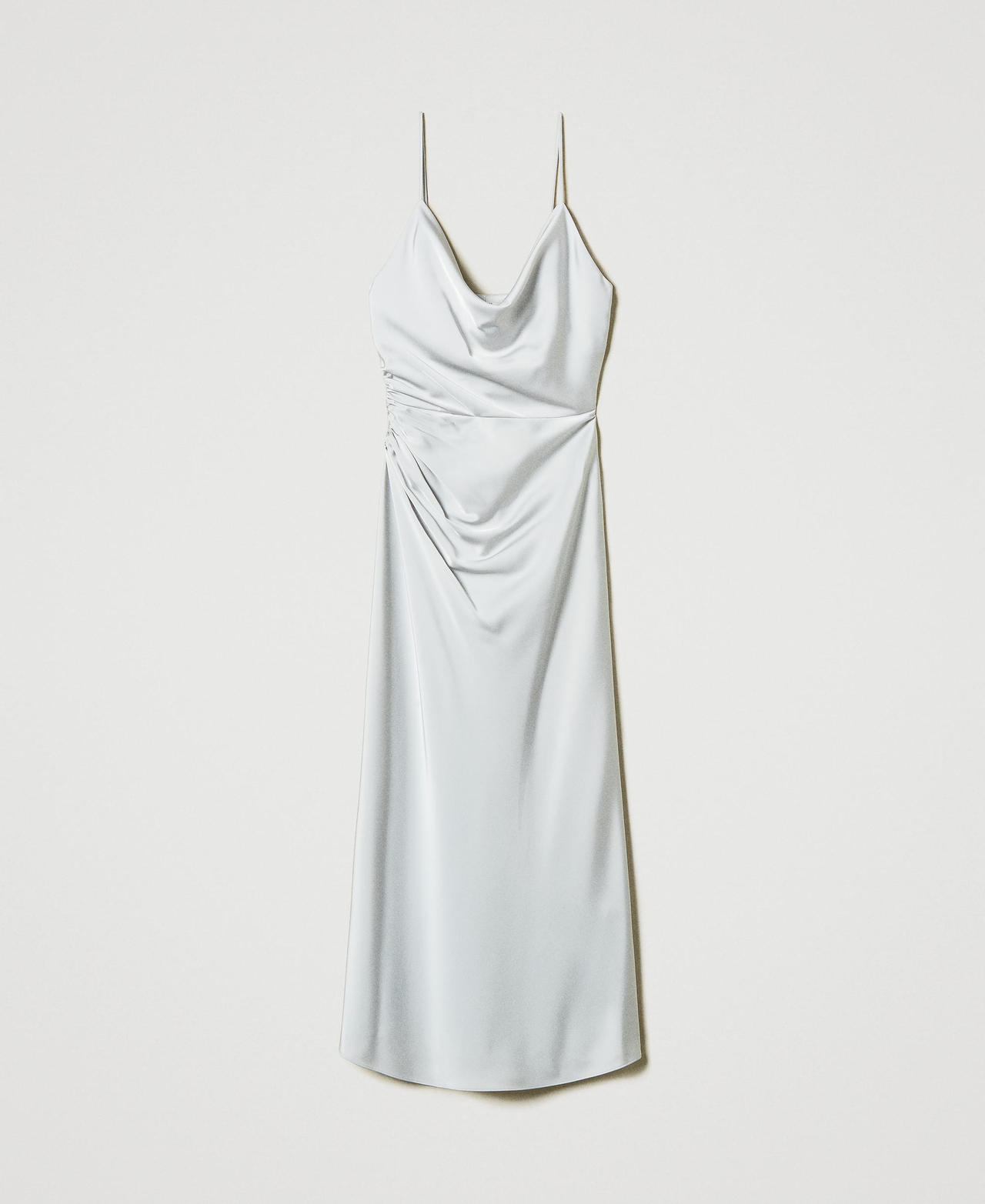 Midi satin dress with draping Silver Woman 242LI2HLL_11813_0S