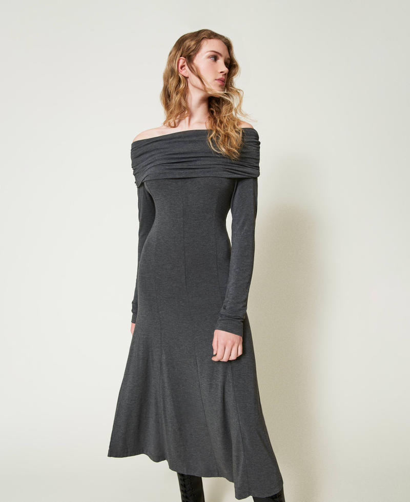 Midi jersey dress with embroidered logo