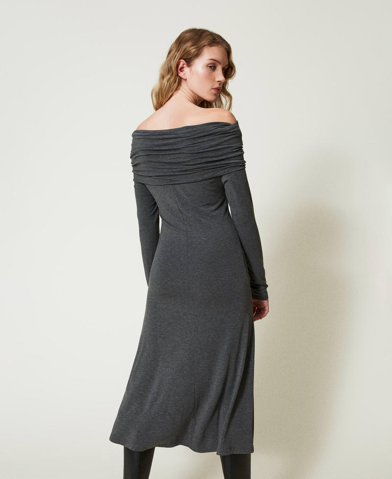 Midi jersey dress with embroidered logo