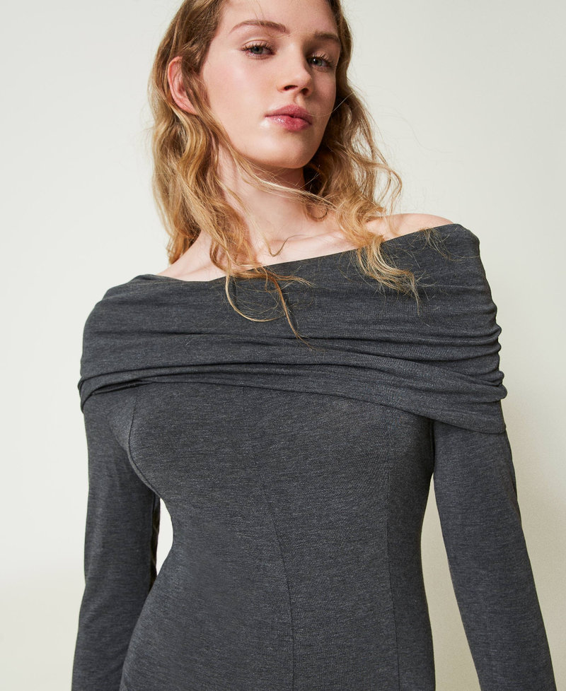 Midi jersey dress with embroidered logo