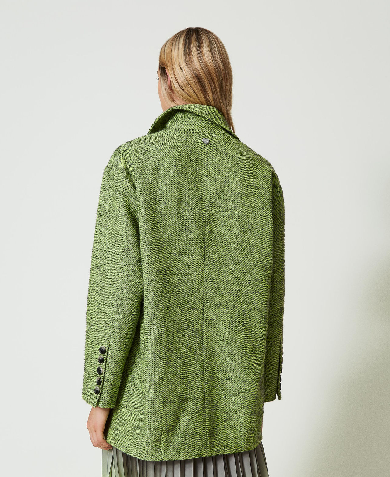 Cappotto corto spinato bicolore