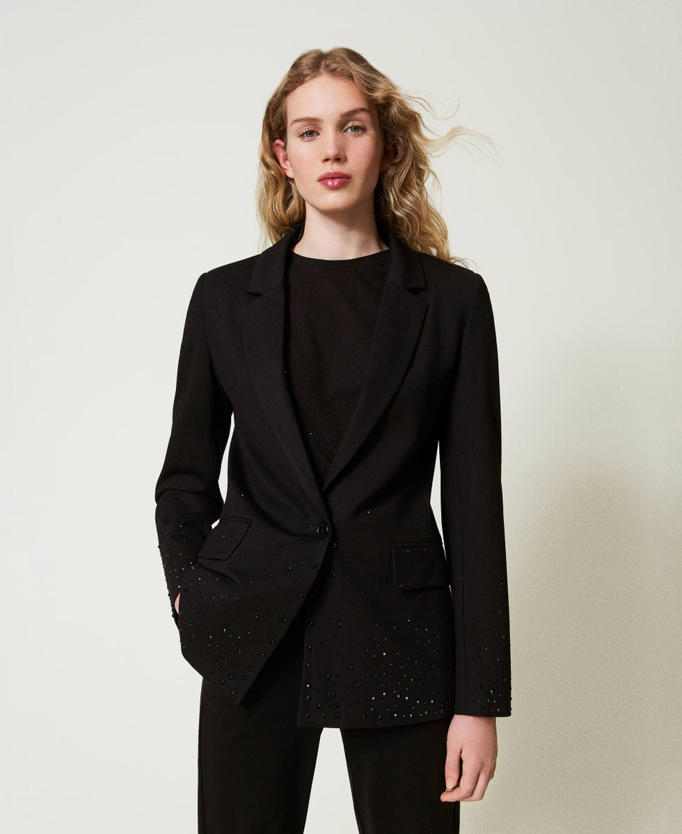 Blazer mit Strass im D&eacute;grad&eacute; Schwarz Frau 242LI2MBB_00006_01