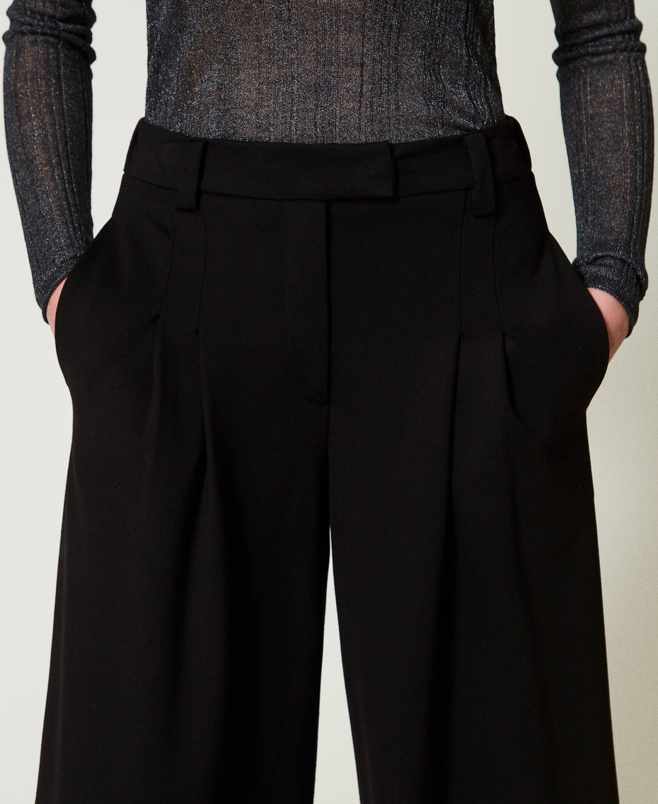 High waist cropped trousers Black Woman 242LI2MEE_00006_04