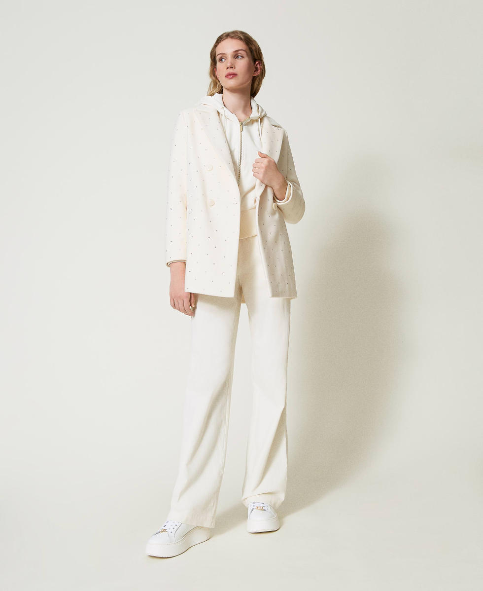 Velvet hoodie Woman White TWINSET Milano