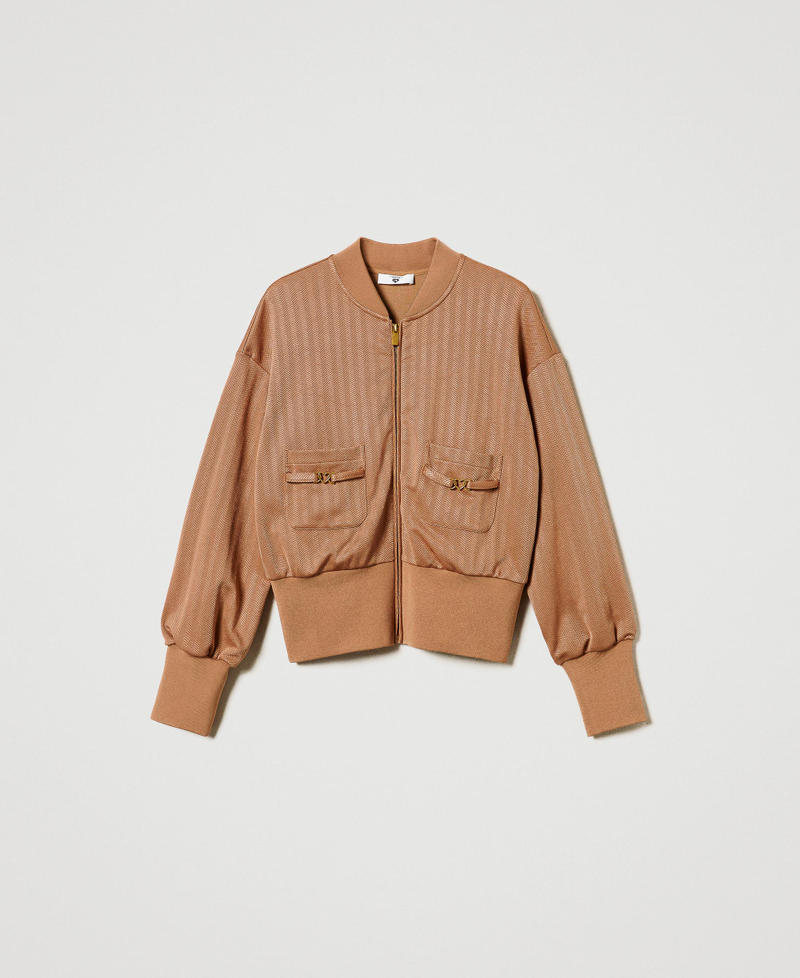 Jacquard scuba fabric sweatshirt Caramel Camel Woman 242LI2RAA_11718_S0