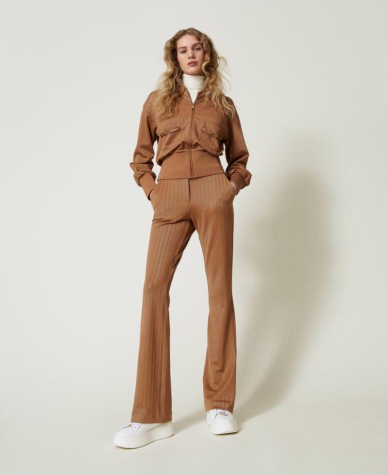 Jacquard scuba fabric trousers Caramel Camel Woman 242LI2RBB_11718_01