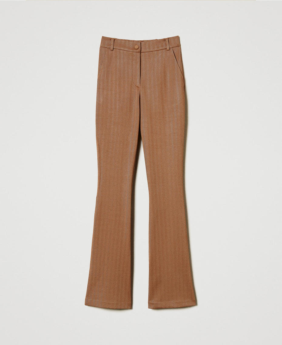 Pantal&oacute;n de tejido scuba de jacquard Caramel Camel Mujer 242LI2RBB_11718_S0