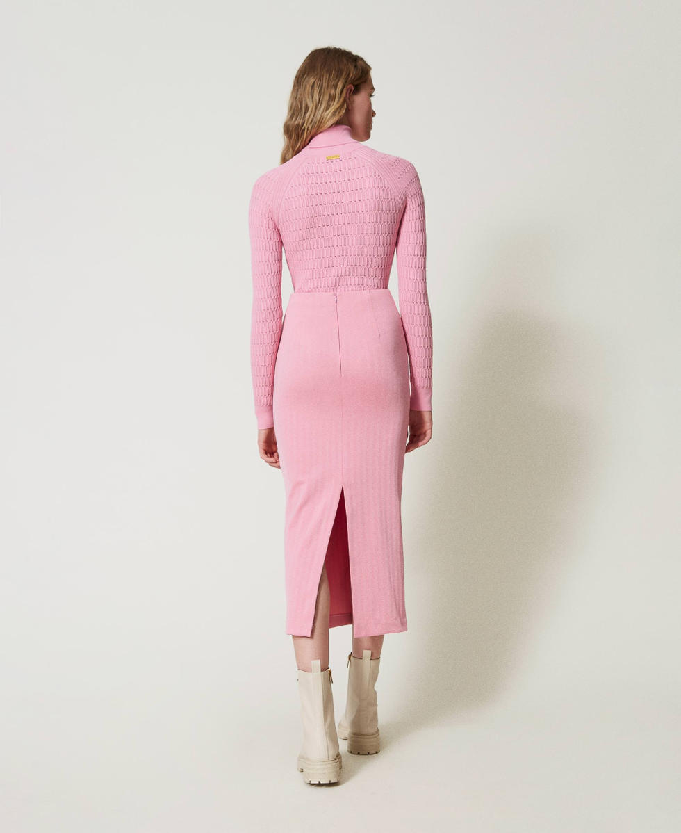 Jacquard scuba fabric skirt Woman, Pink | TWINSET Milano