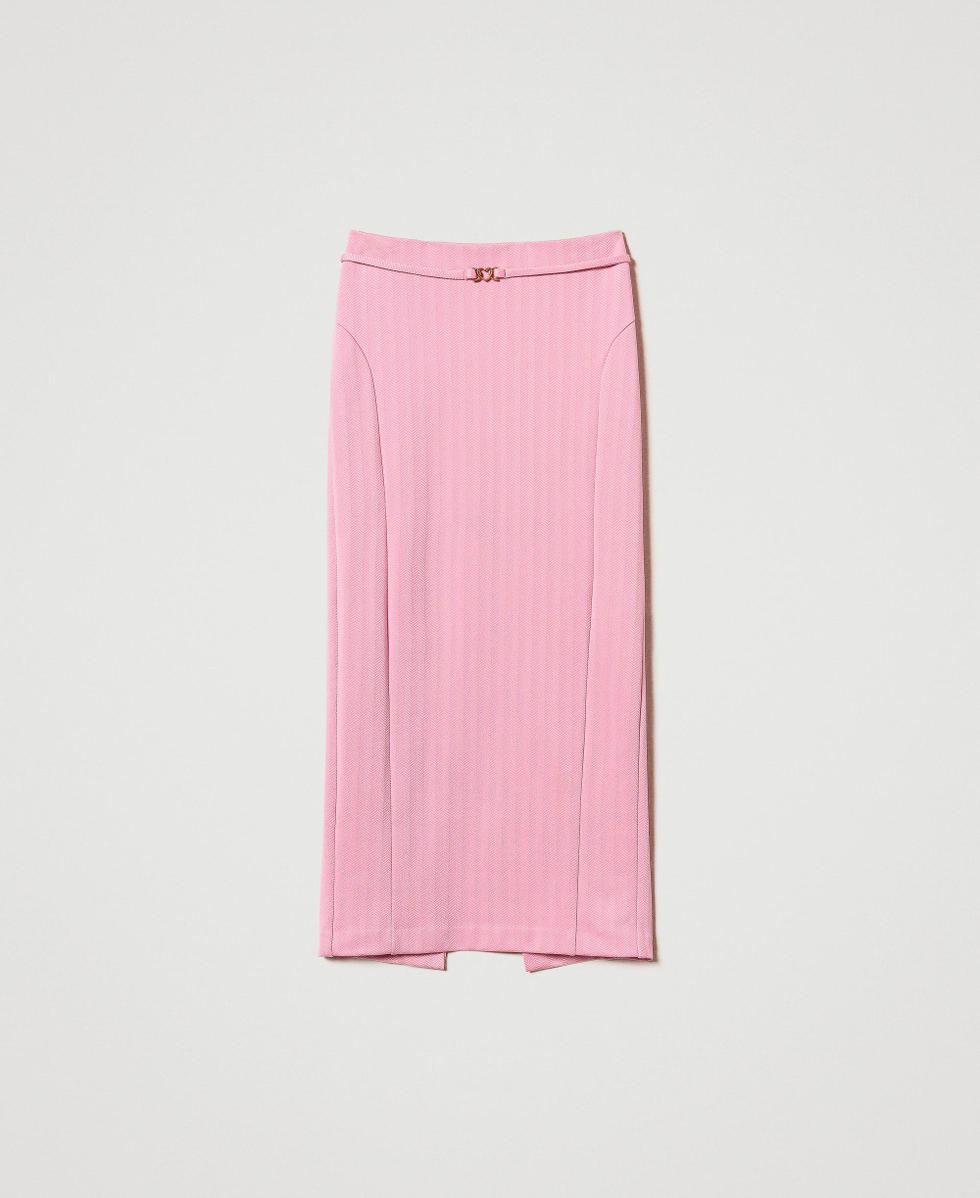 Falda de tejido scuba de jacquard Rosa "Prism Pink" Mujer 242LI2REE_06649_S0