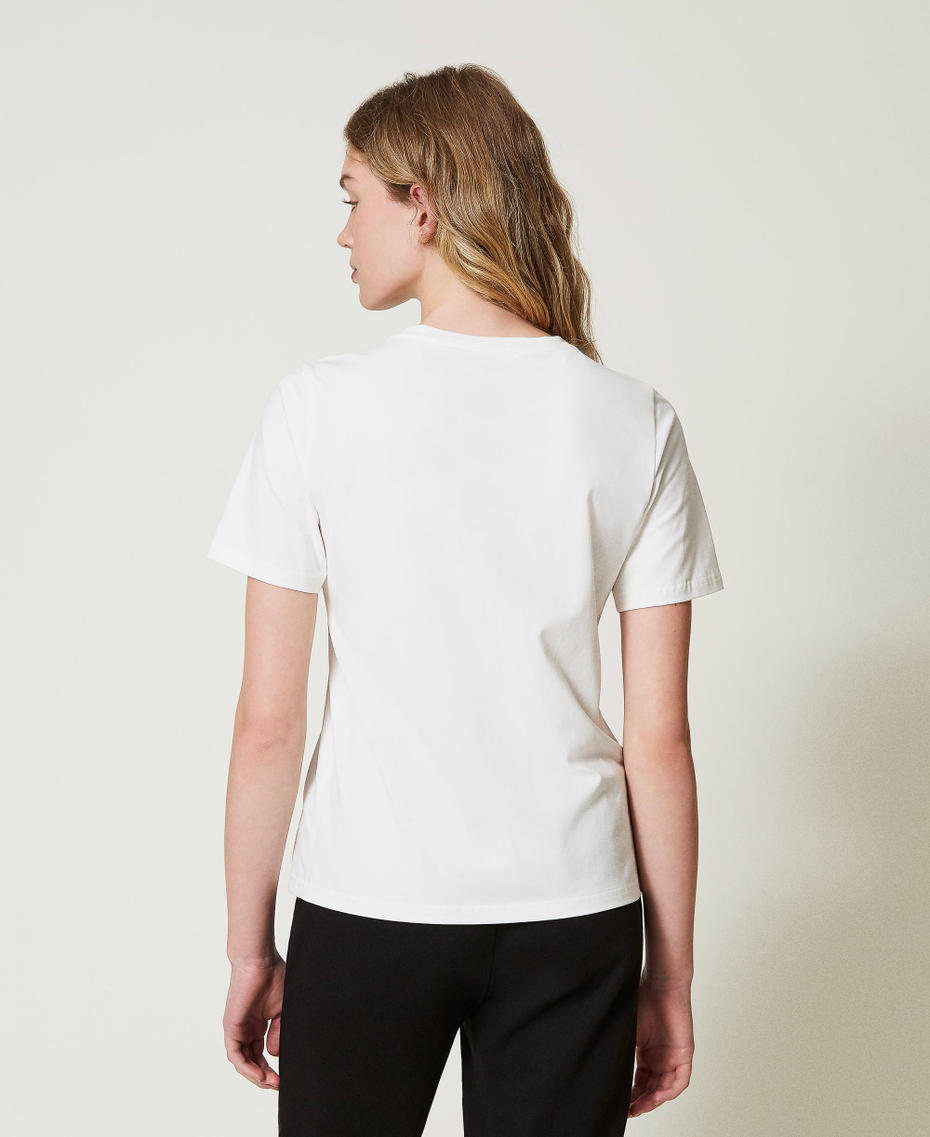 Regular fit T-shirt with glitter print Mother Of Pearl Woman 242LI2WEE_00059_04