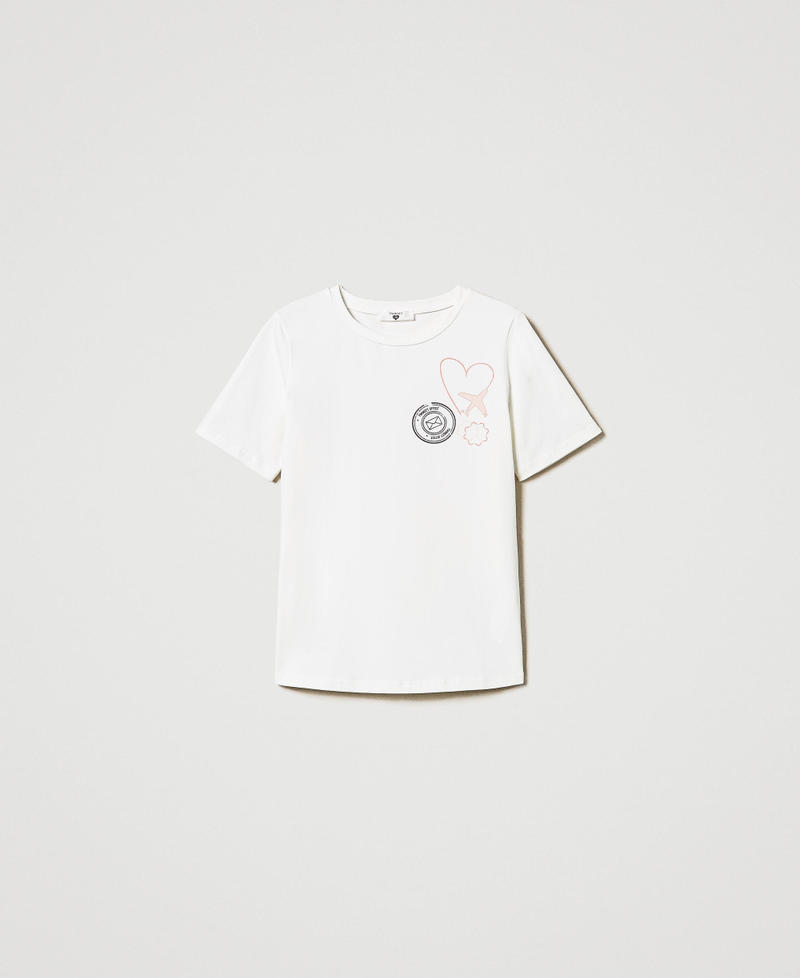 Regular fit T-shirt with glitter print Mother Of Pearl Woman 242LI2WEE_00059_0S