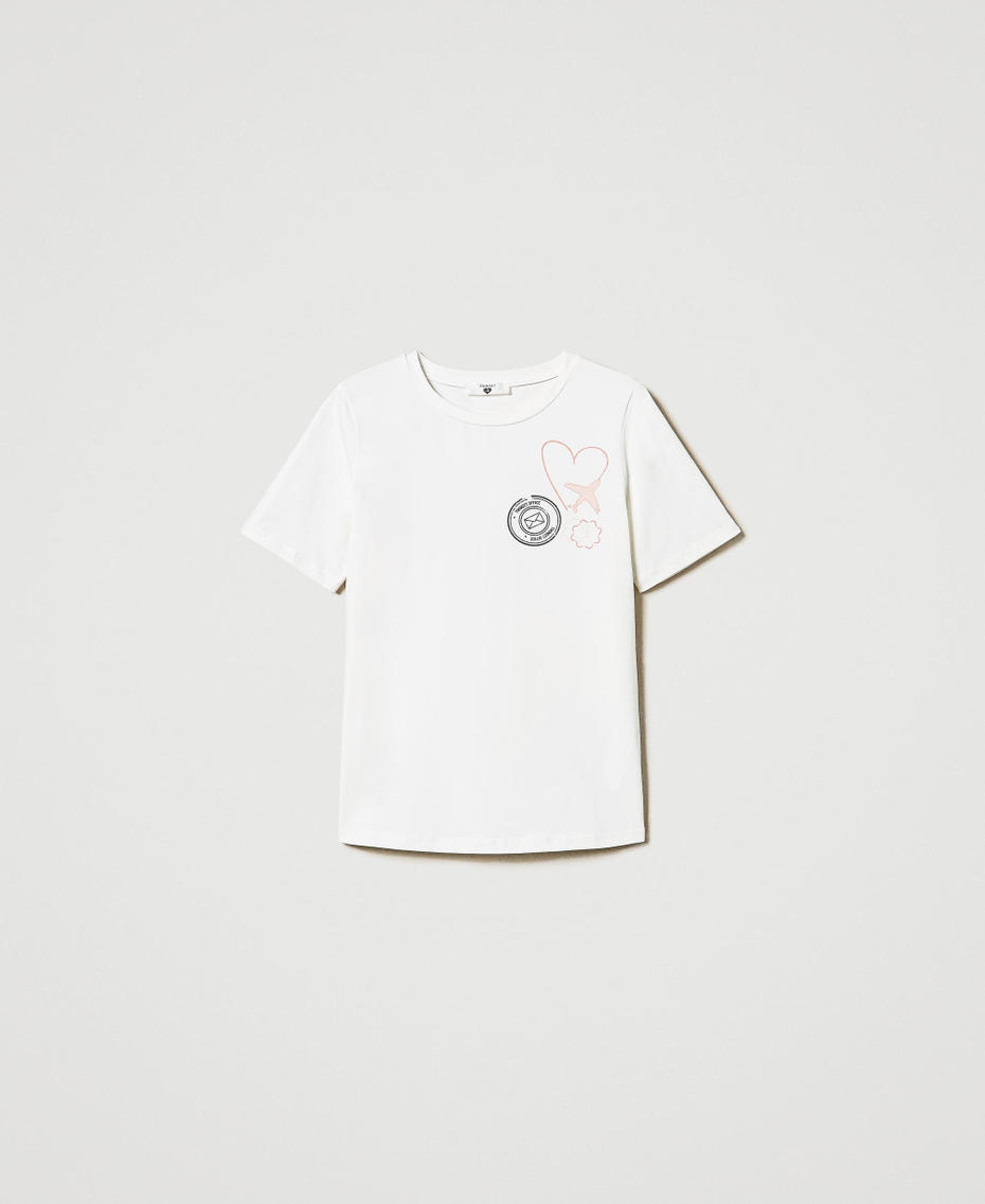 Regular fit T-shirt with glitter print Mother Of Pearl Woman 242LI2WEE_00059_S0