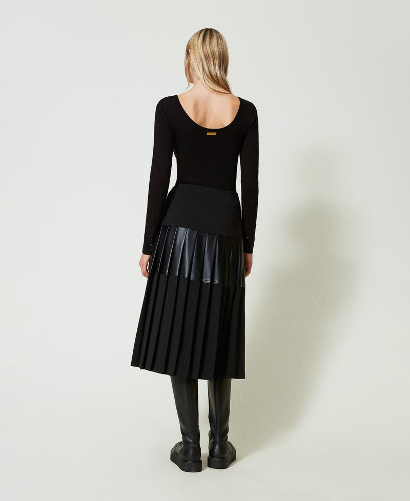 Midi skirt with inserts Black Woman 242LI2XDD_00006_03