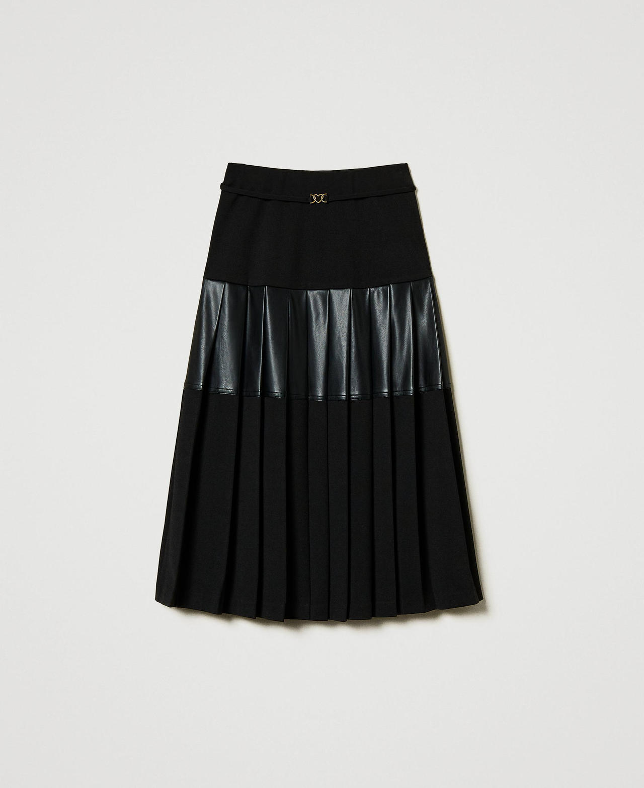 Midi skirt with inserts Black Woman 242LI2XDD_00006_0S