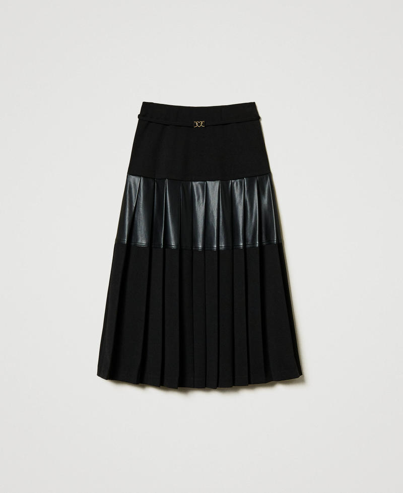 Midi skirt with inserts Black Woman 242LI2XDD_00006_0S