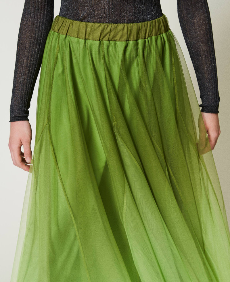 Tulle skirt with fadeout print Soft Lime Green Woman 242LI2YAA_11717_04