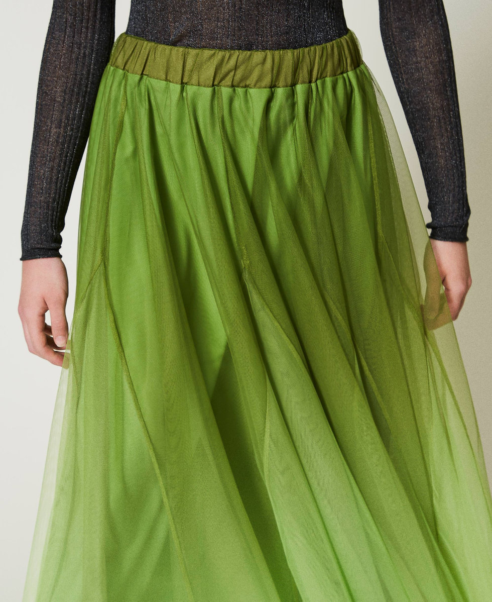 Tulle skirt with fadeout print Woman Green TWINSET Milano
