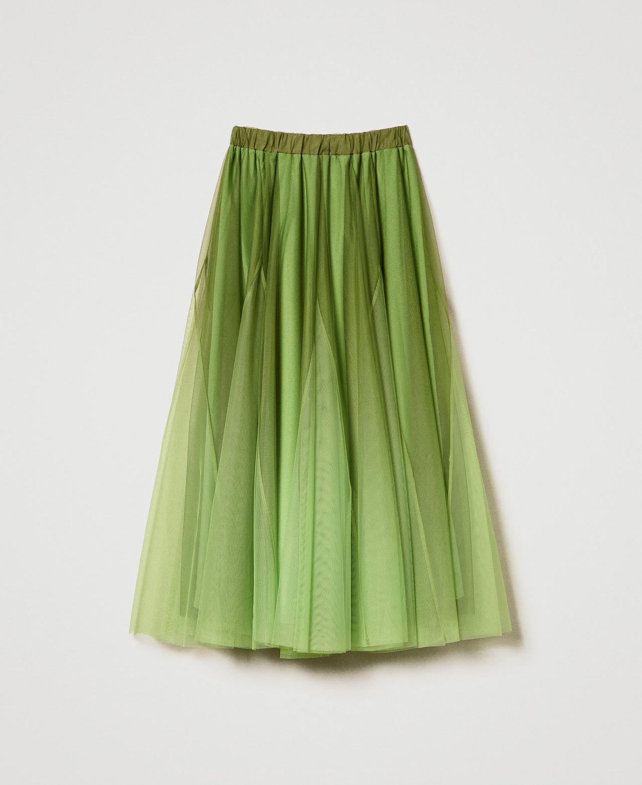 Tulle skirt with fadeout print Soft Lime Green Woman 242LI2YAA_11717_0S