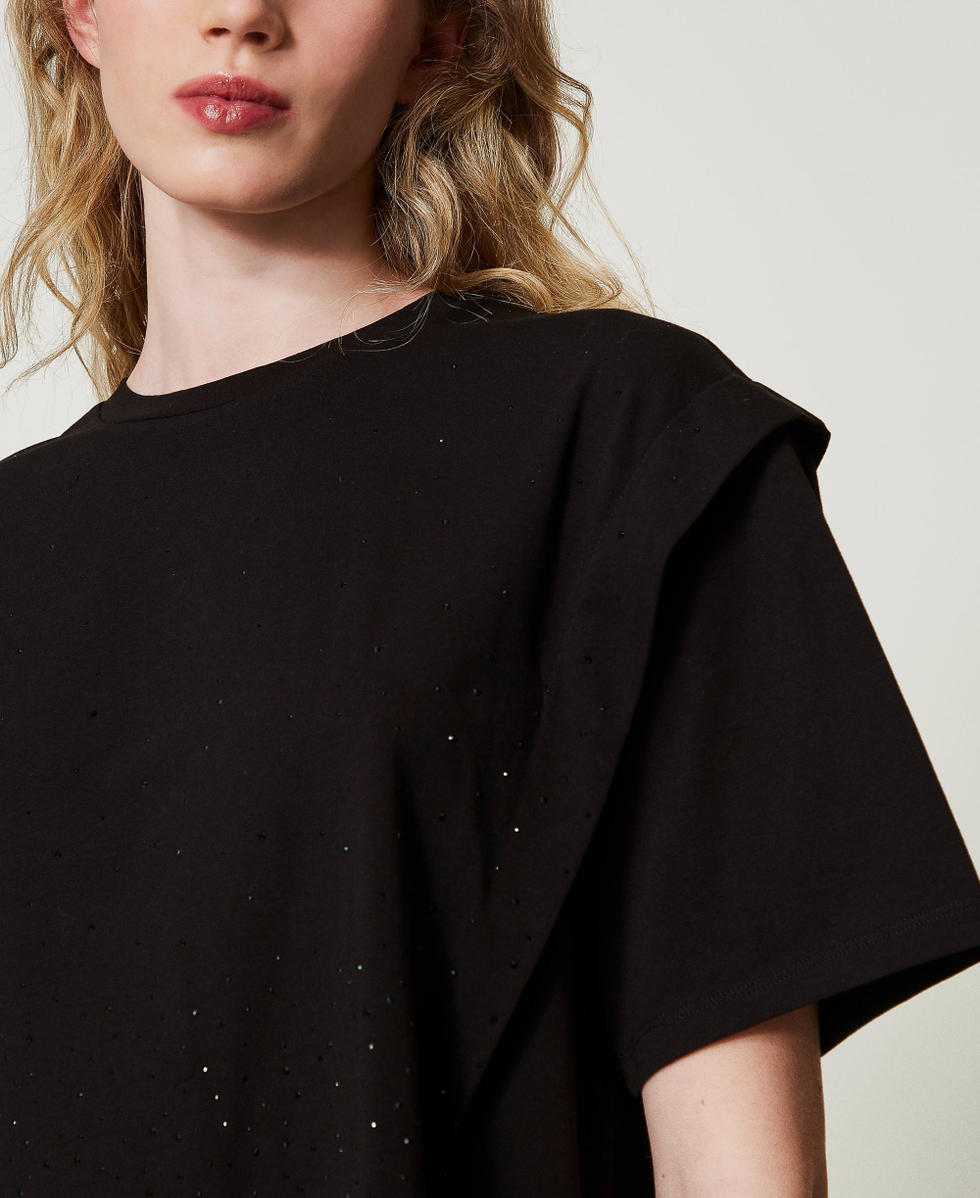 T-shirt con strass d&eacute;grad&eacute; Nero Donna 242LI2ZFF_00006_04