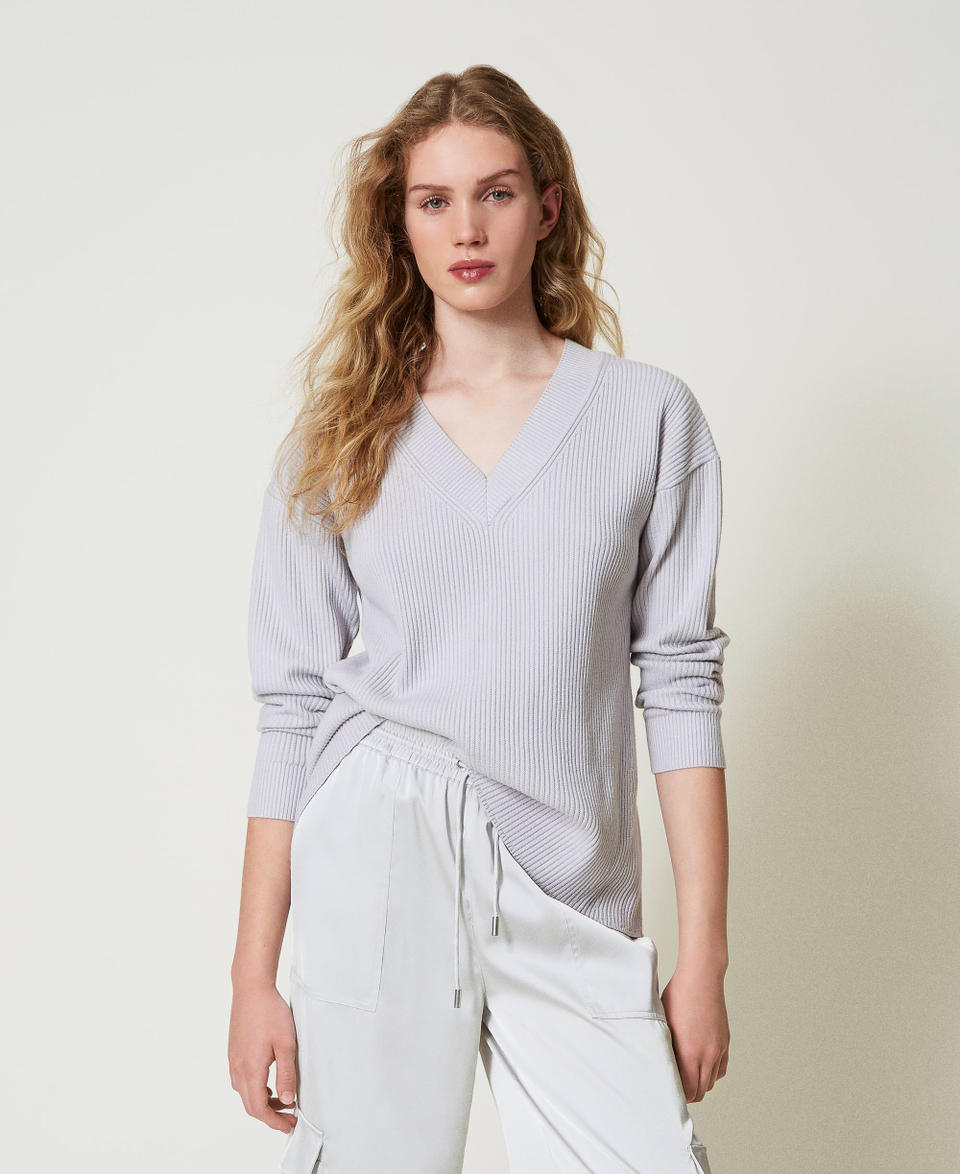 Twin Set Maglia a costine con spacco
