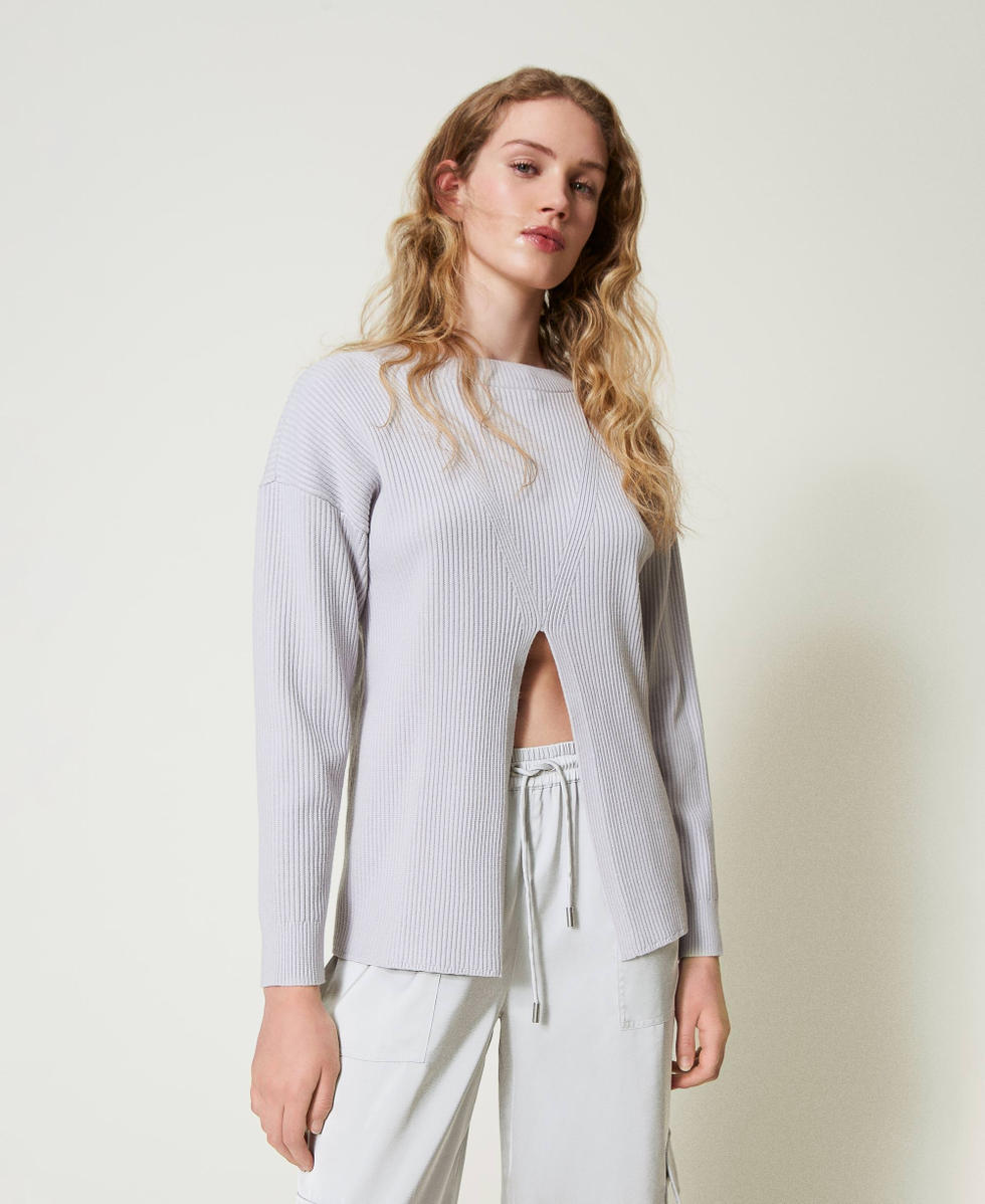 Pull c&ocirc;tel&eacute; avec fente Argent Femme 242LI3CAA_11813_05