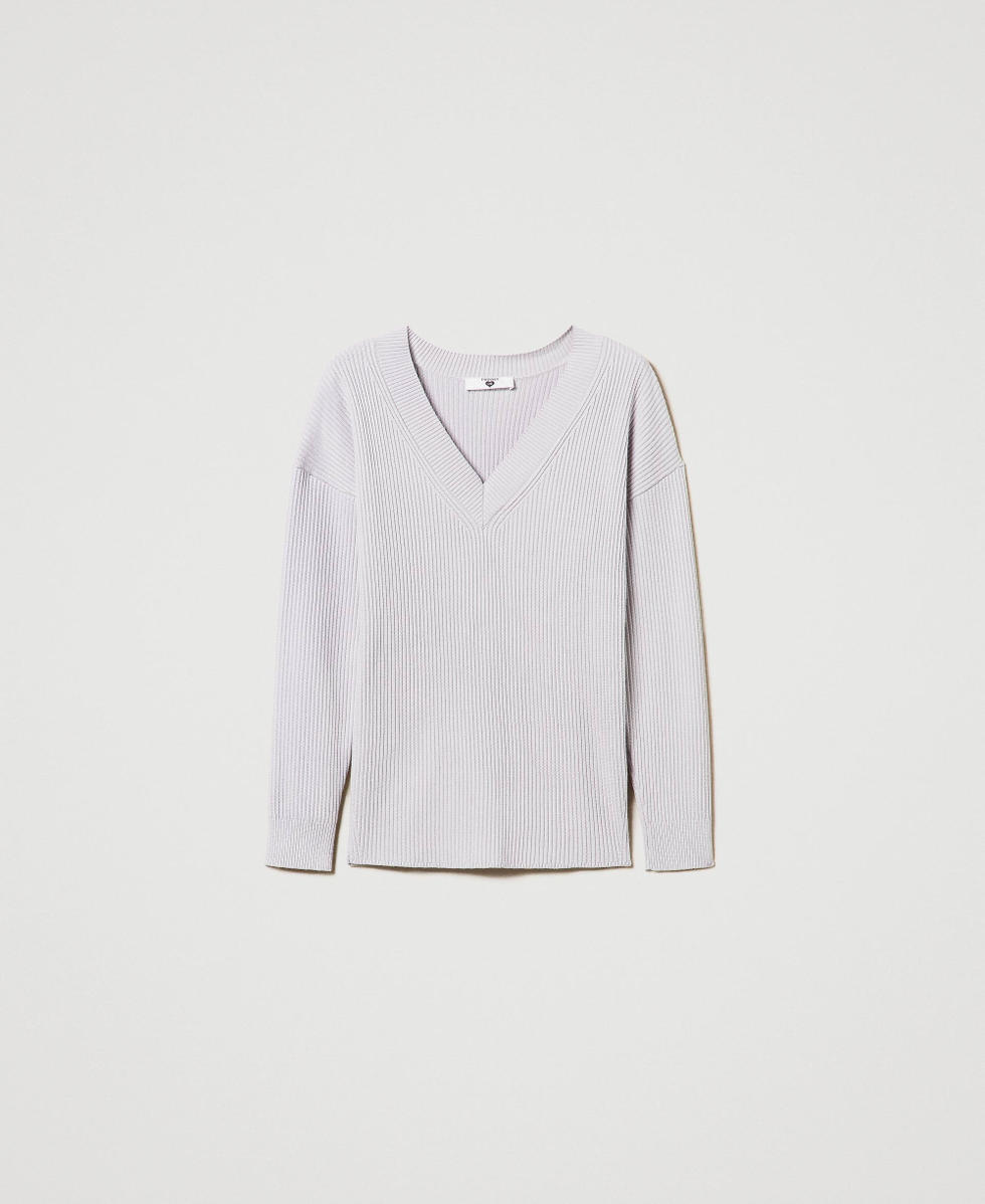 Pull c&ocirc;tel&eacute; avec fente Argent Femme 242LI3CAA_11813_S0