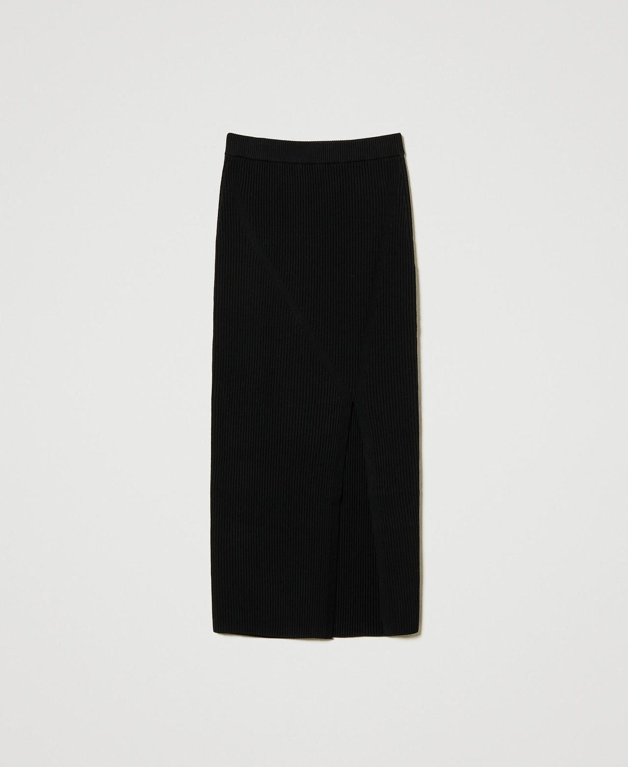 Ribbed knit midi skirt Black Woman 242LI3CBB_00006_0S