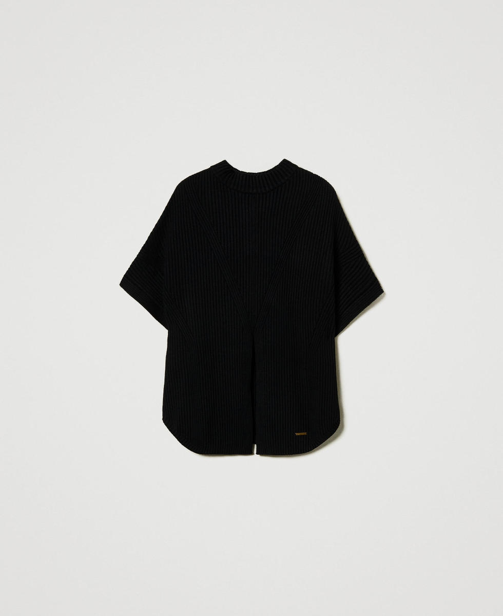 Pull poncho c&ocirc;tel&eacute; Noir Femme 242LI3CEE_00006_S0