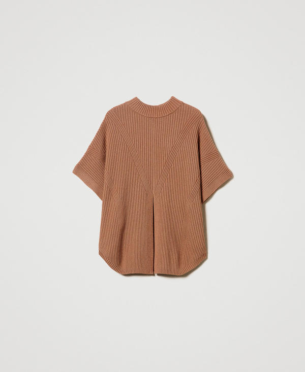 Poncho-Pullover mit Rippenmuster