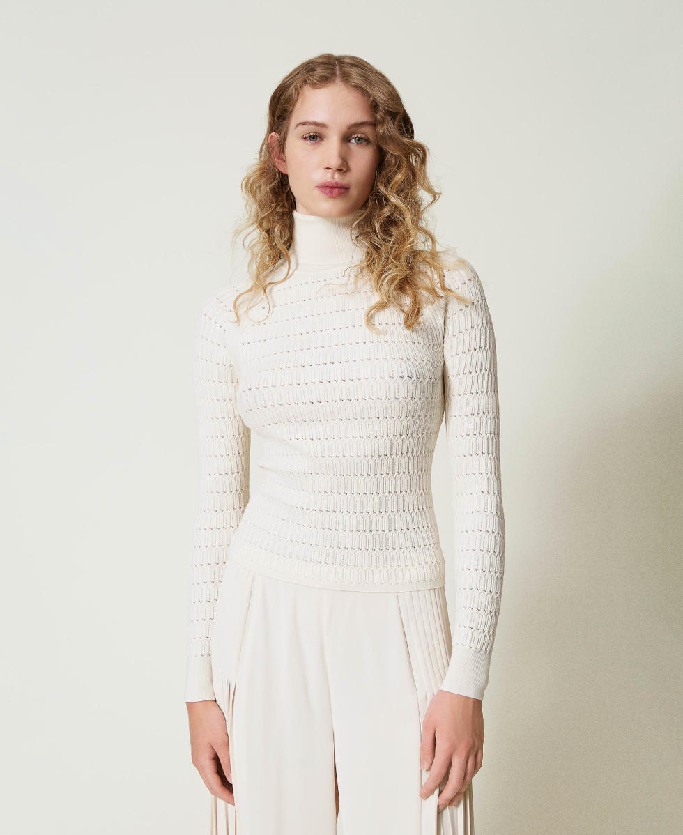 Fitted jumper with high neck Woman White TWINSET Milano