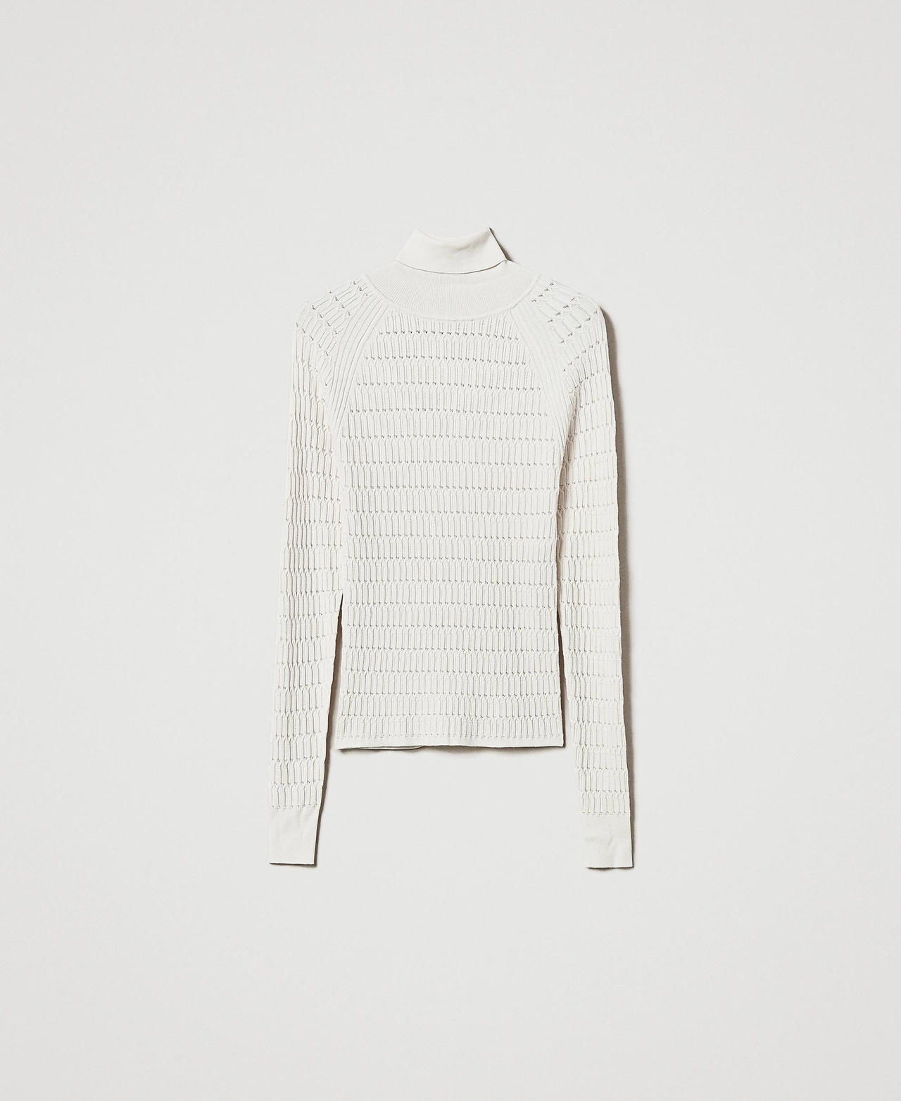 Pull ajusté avec col montant Nacre Femme 242LI3EAA_00059_0S