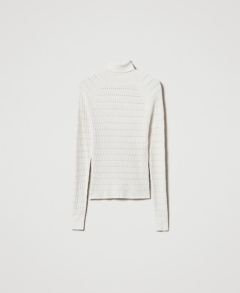 Pull ajusté avec col montant Nacre Femme 242LI3EAA_00059_0S