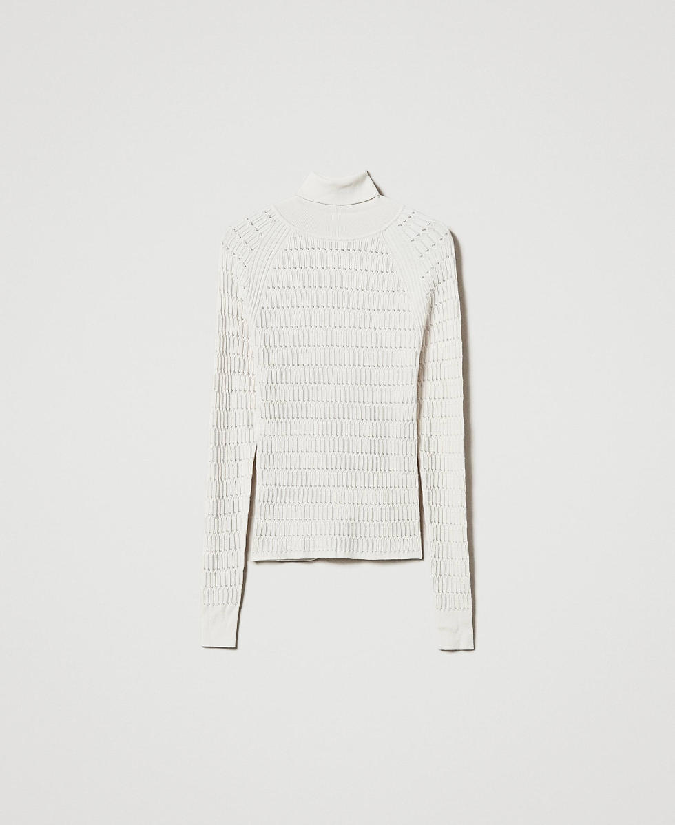 Pull ajust&eacute; avec col montant Nacre Femme 242LI3EAA_00059_S0