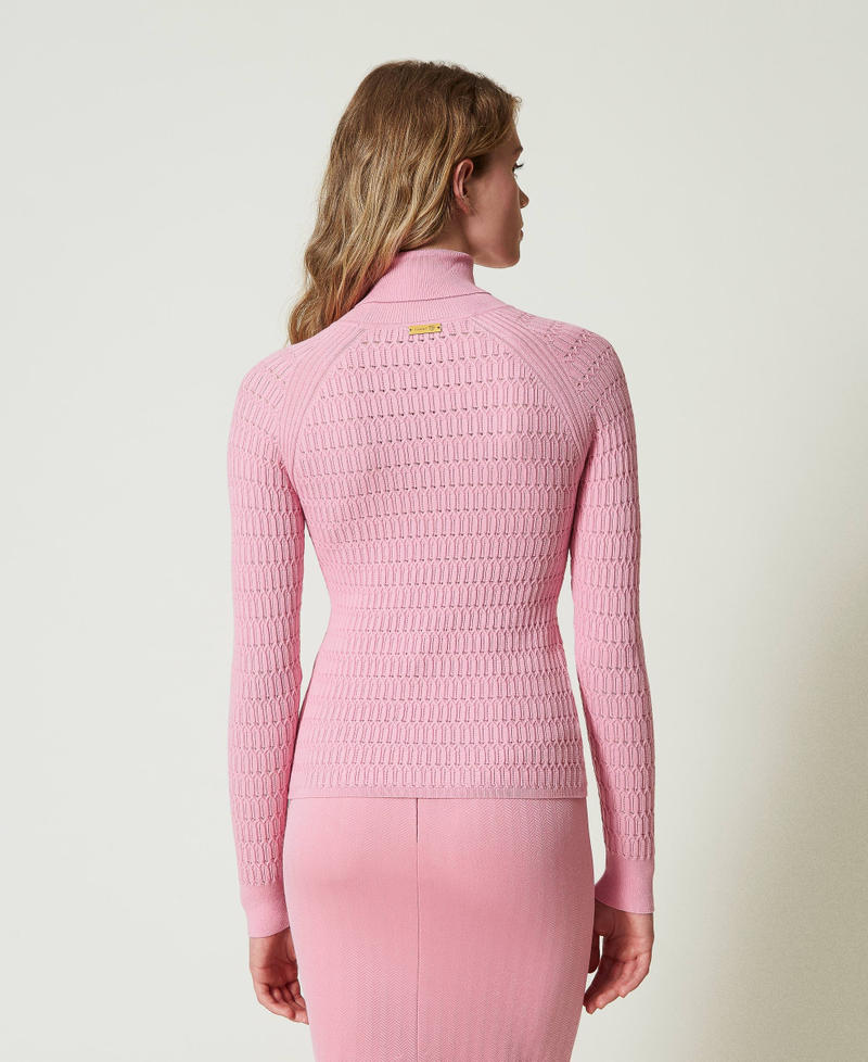 Fitted jumper with high neck "Prism Pink" Woman 242LI3EAA_06649_04