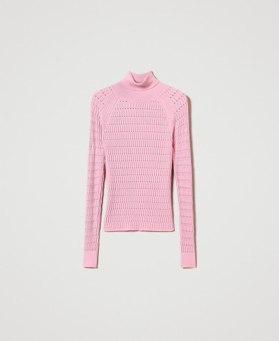 Fitted jumper with high neck Woman Pink TWINSET Milano