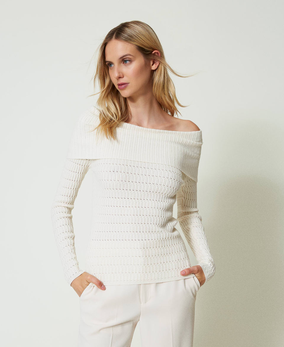 Twin Set Maglia fitted con collo off shoulder