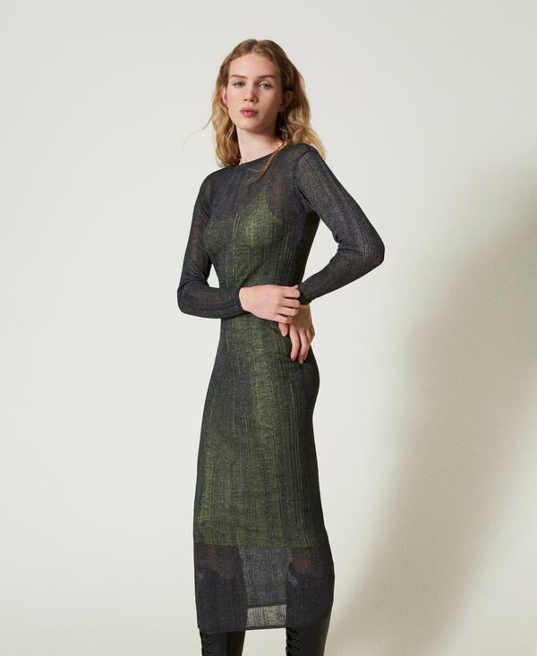 Vestido largo ceñido de punto acanalado