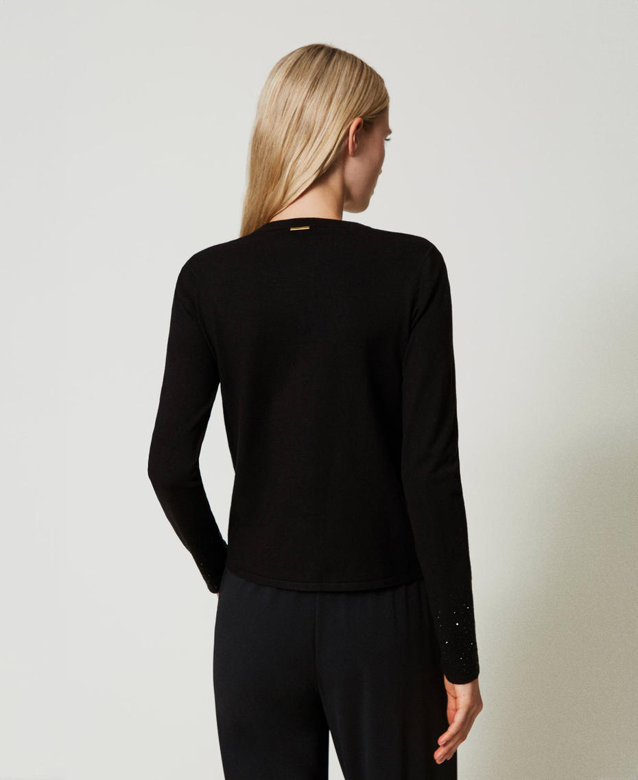 Cardigan con strass in d&eacute;grad&eacute; Nero Donna 242LI3TAA_00006_04