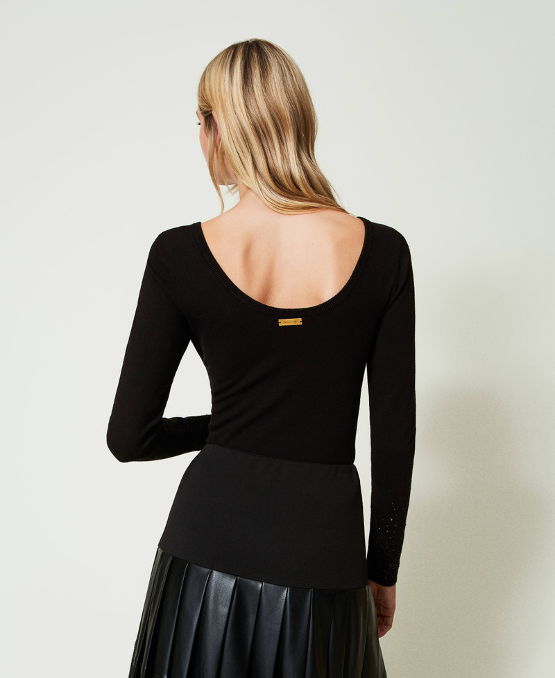 Floerns Maglietta Donna Con Strass, Manica Lunga E Design Monospalla, Crop Top Elegante Per Feste, Serate E Appuntamenti, Tessuto Elasticizzato