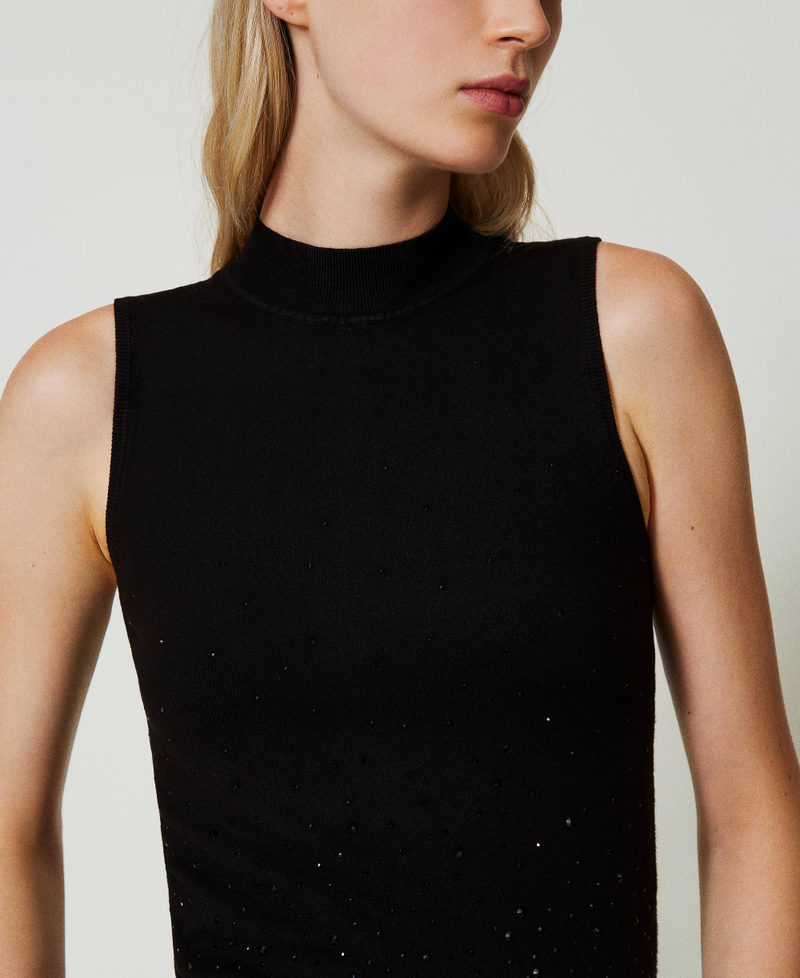 Knit top with fadeout rhinestones Black Woman 242LI3TCC_00006_04