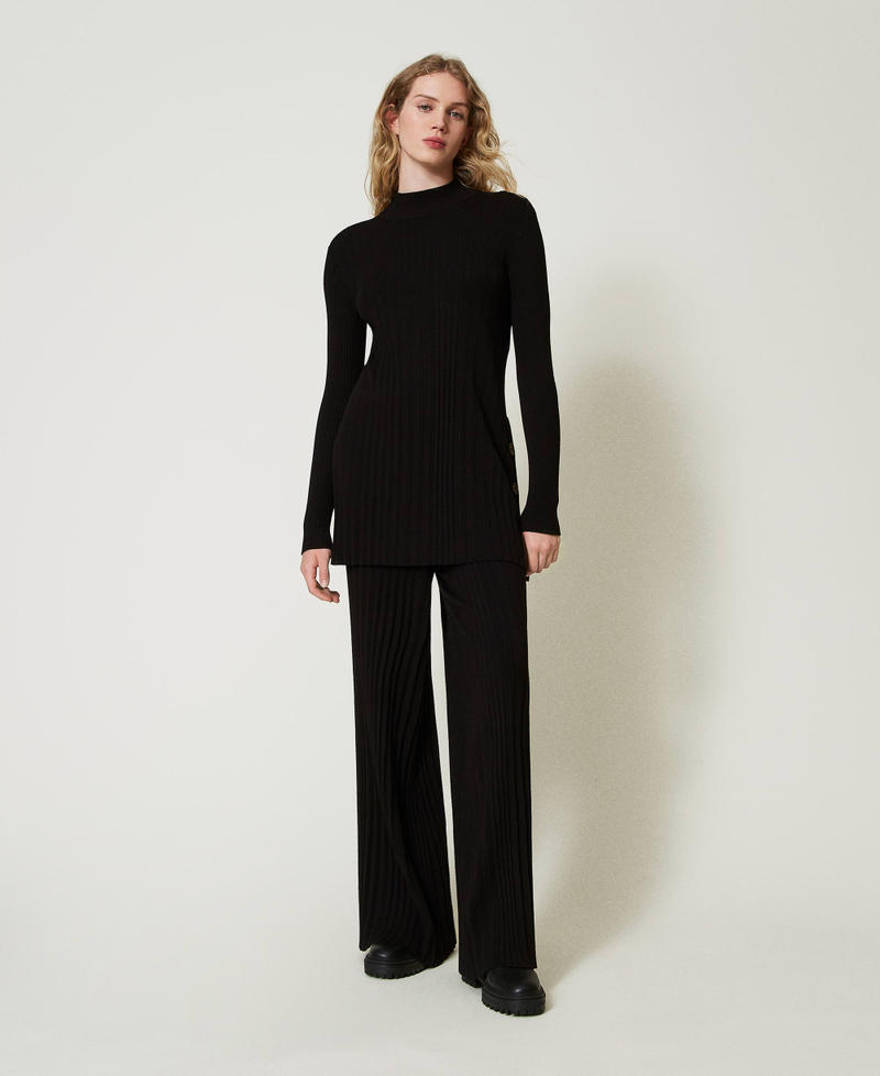Pleated knit trousers Black Woman 242LI3UAA_00006_02