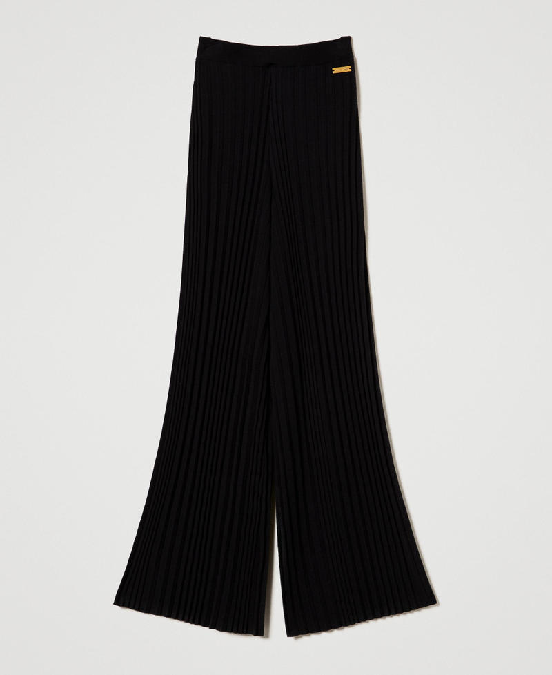 Pleated knit trousers Black Woman 242LI3UAA_00006_S0
