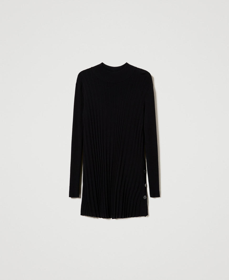 Pleated maxi jumper with buttons Black Woman 242LI3UBB_00006_S0