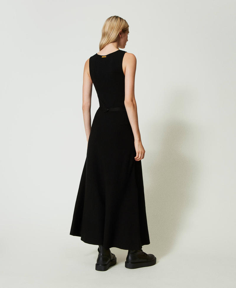 Long knit dress with belt Black Woman 242LI3VAA_00006_03