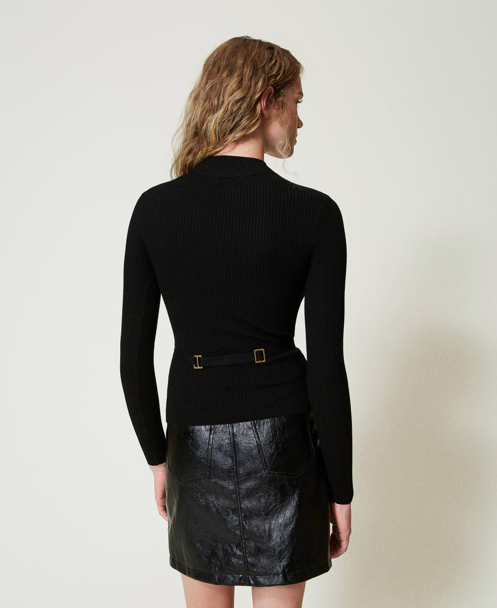 Pull col montant avec ceinture Femme Noir TWINSET Milano
