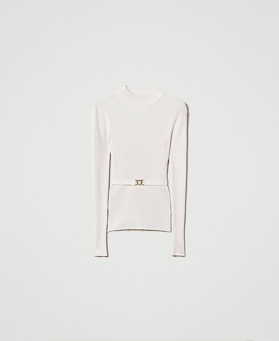 Turtleneck jumper with belt Mother Of Pearl Woman 242LI3VBB_00059_S0